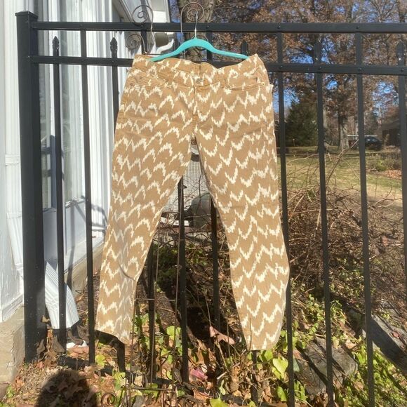 7 For All Mankind Toffee Ikat Cropped Skinny Jeans NWT - Picture 5 of 11